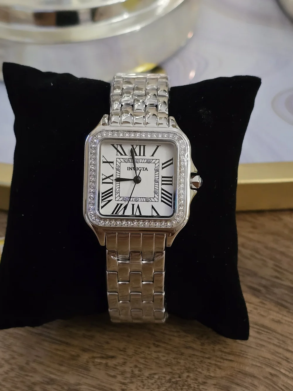 Invicta Women's Silver Roman Numeral Crystal-Accent Bracelet Watch